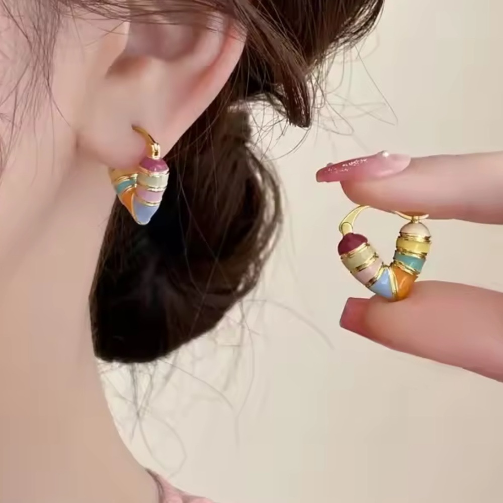 Colorful Heart Hoop Earrings Gold Plated - Picture 11 of 12